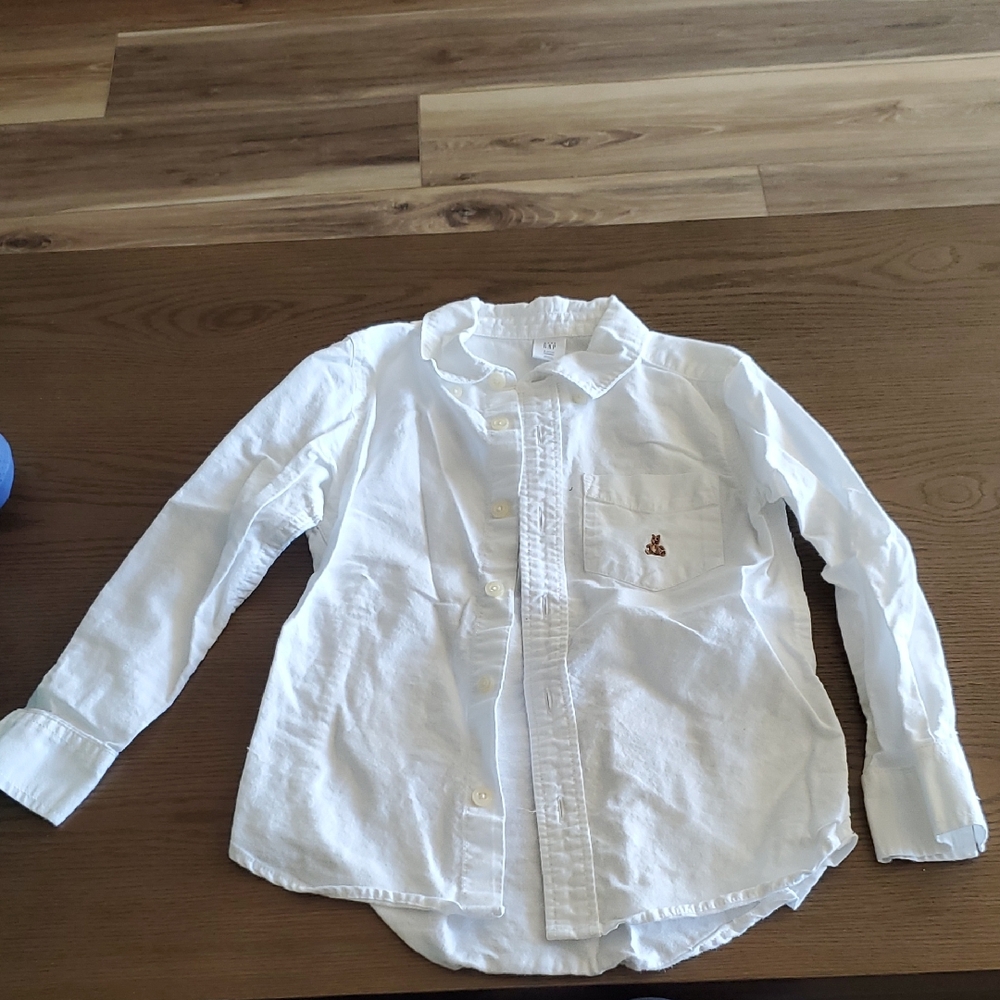 GAP White Long Sleeve Kids Shirt